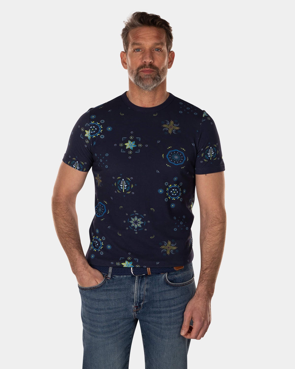 Cotton t-shirt with print dark blue - High Summer Navy