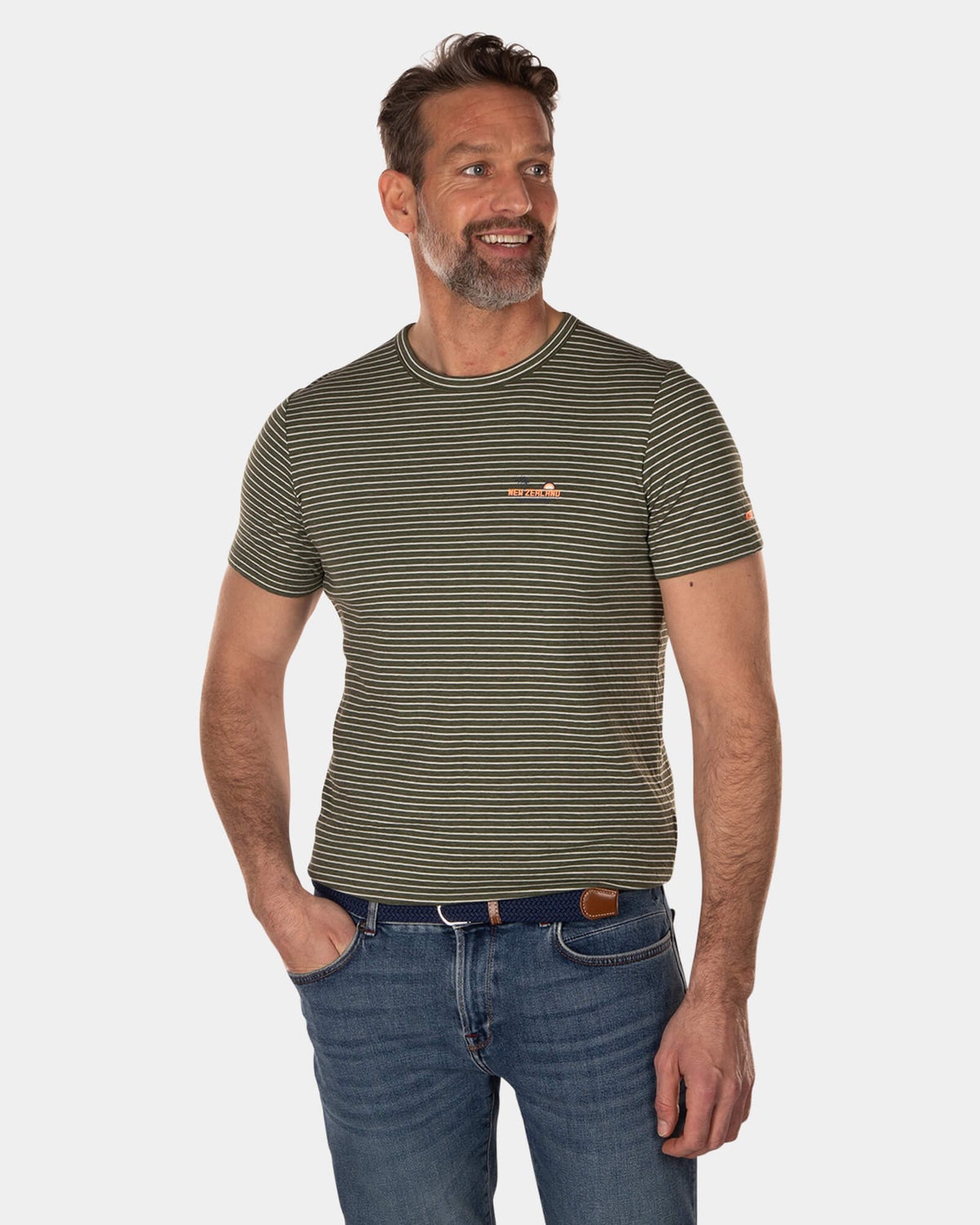 Cotton t-shirt with stripes - High Summer Army