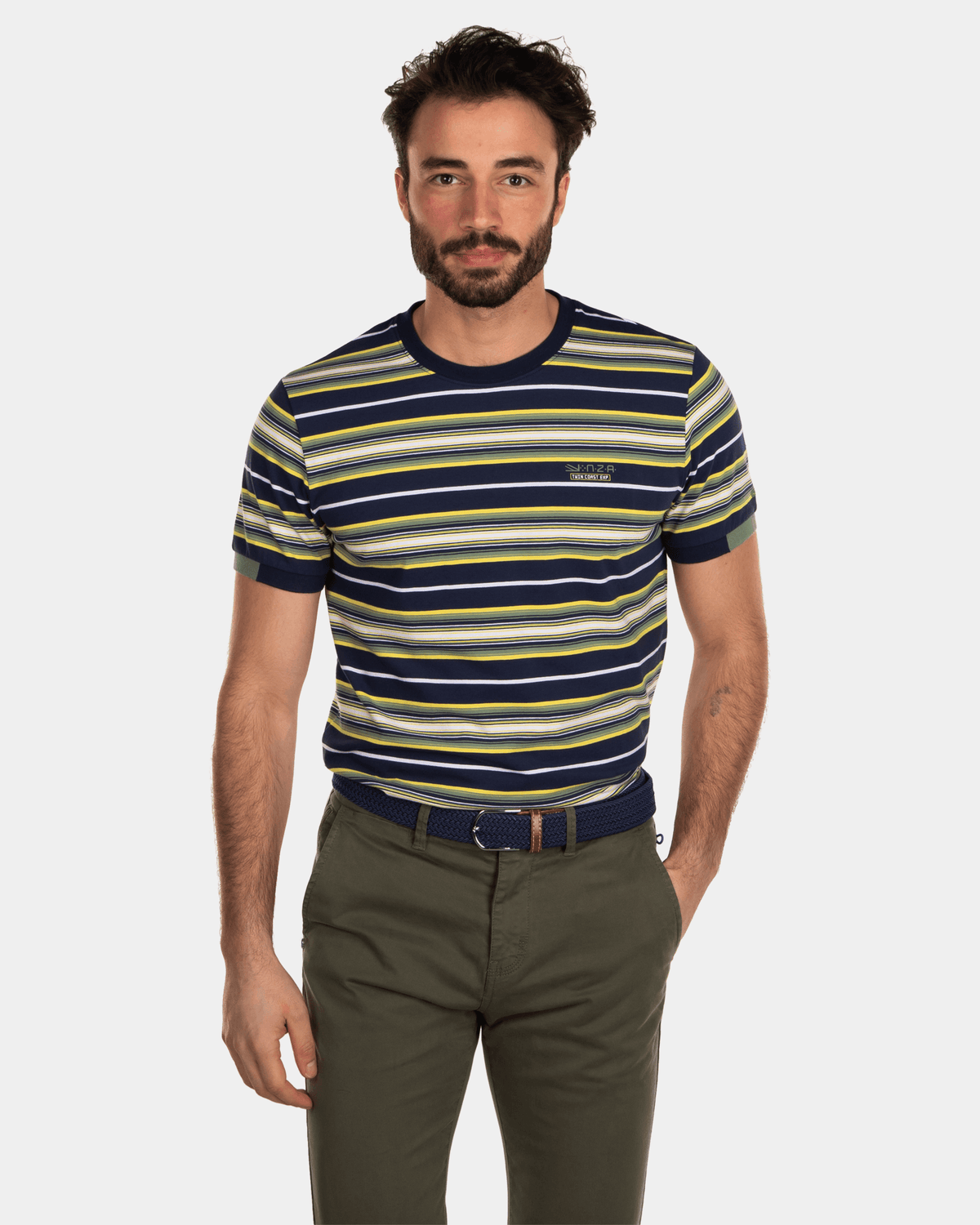 Striped crewneck t-shirt Navy - Key Navy