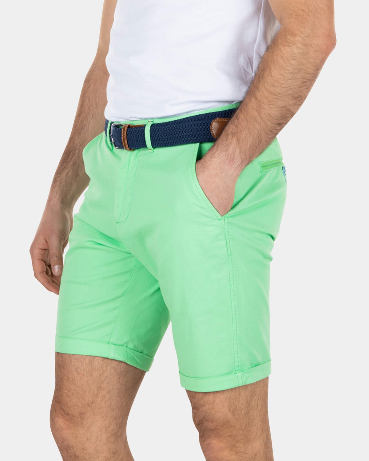 Cotton stretch chino shorts - Sea Green