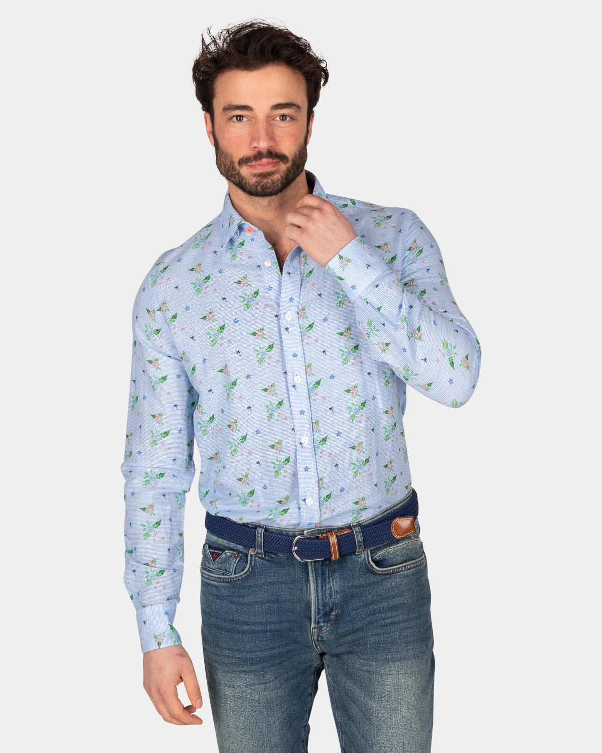 Blue shirt with flower print - Dusk Navy