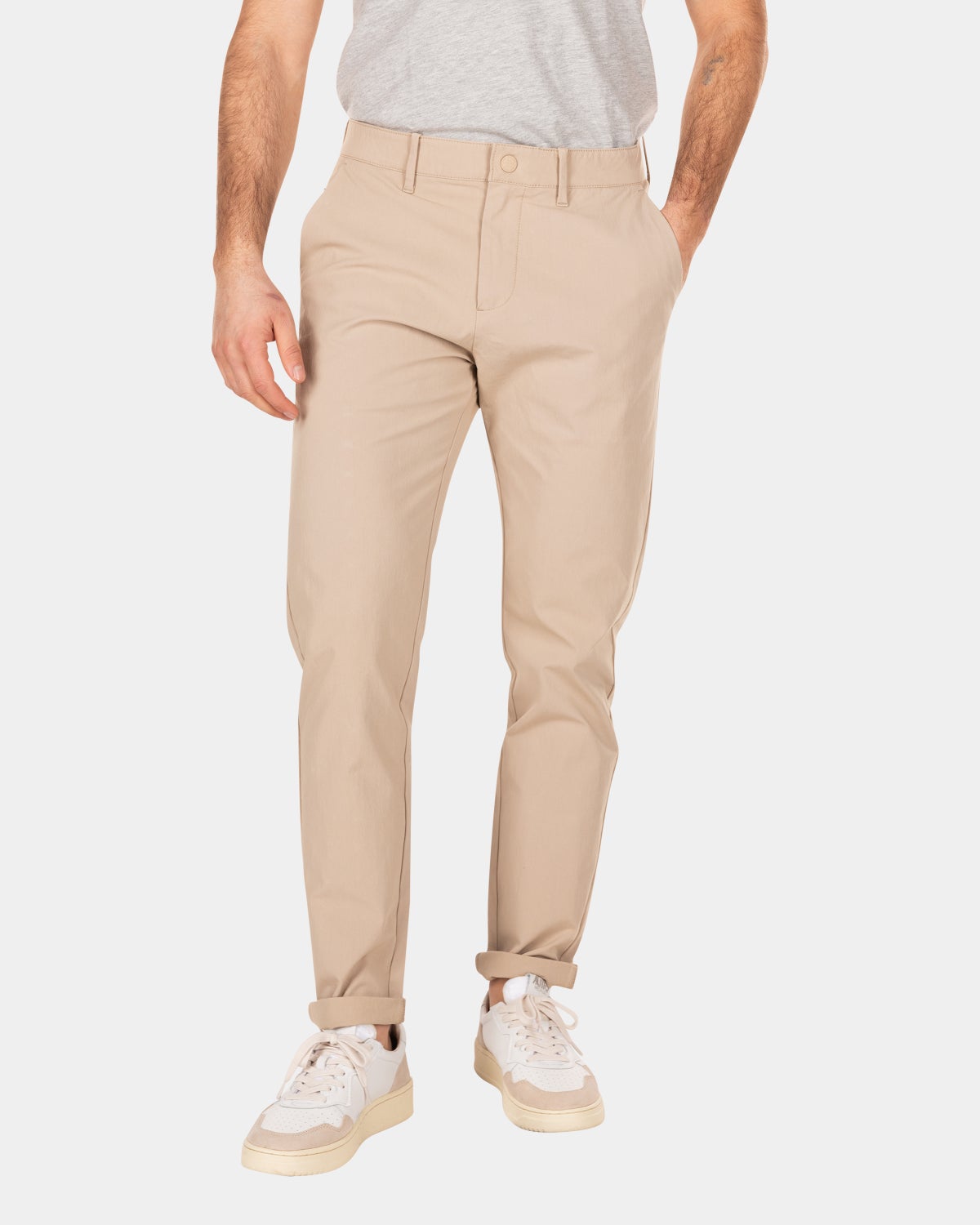 Solid coloured stretch chino - Shimmering Sand