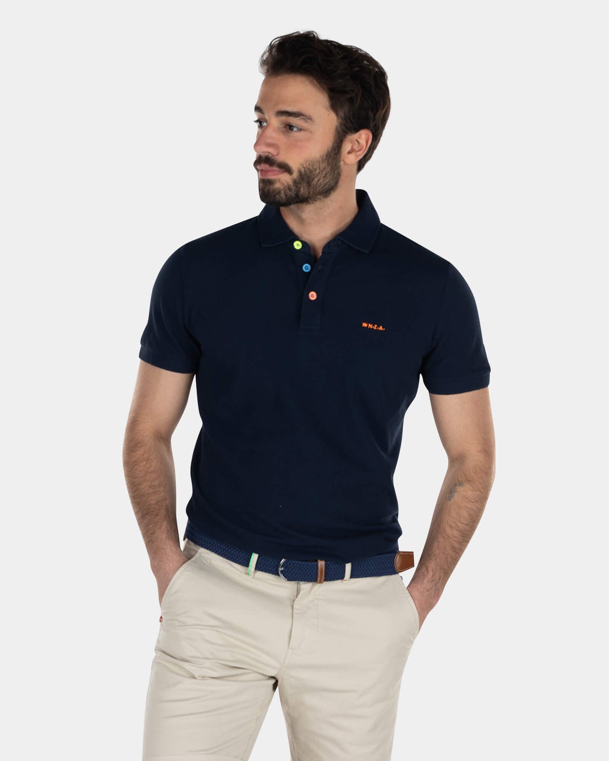 Cotton basic polo shirt - High Summer Navy