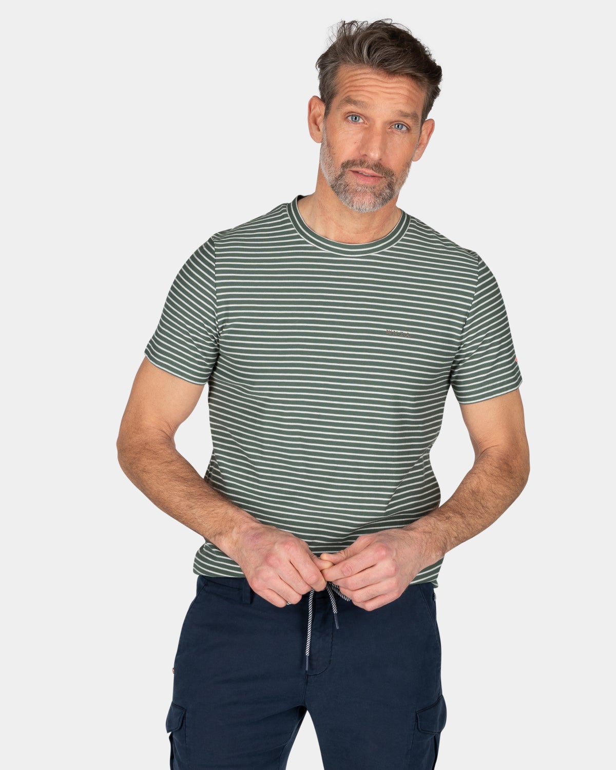Striped cotton t-shirt - Chalk Green