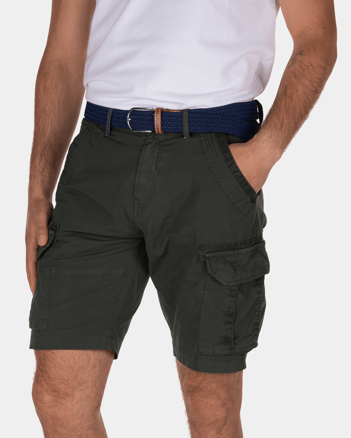 Ward Poplin short cargo pants - Duck Green