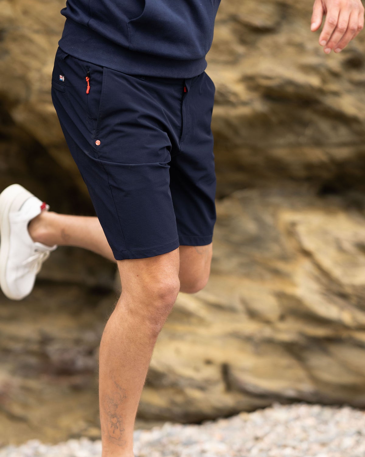 Polyester stretch chino shorts - Industrial Navy