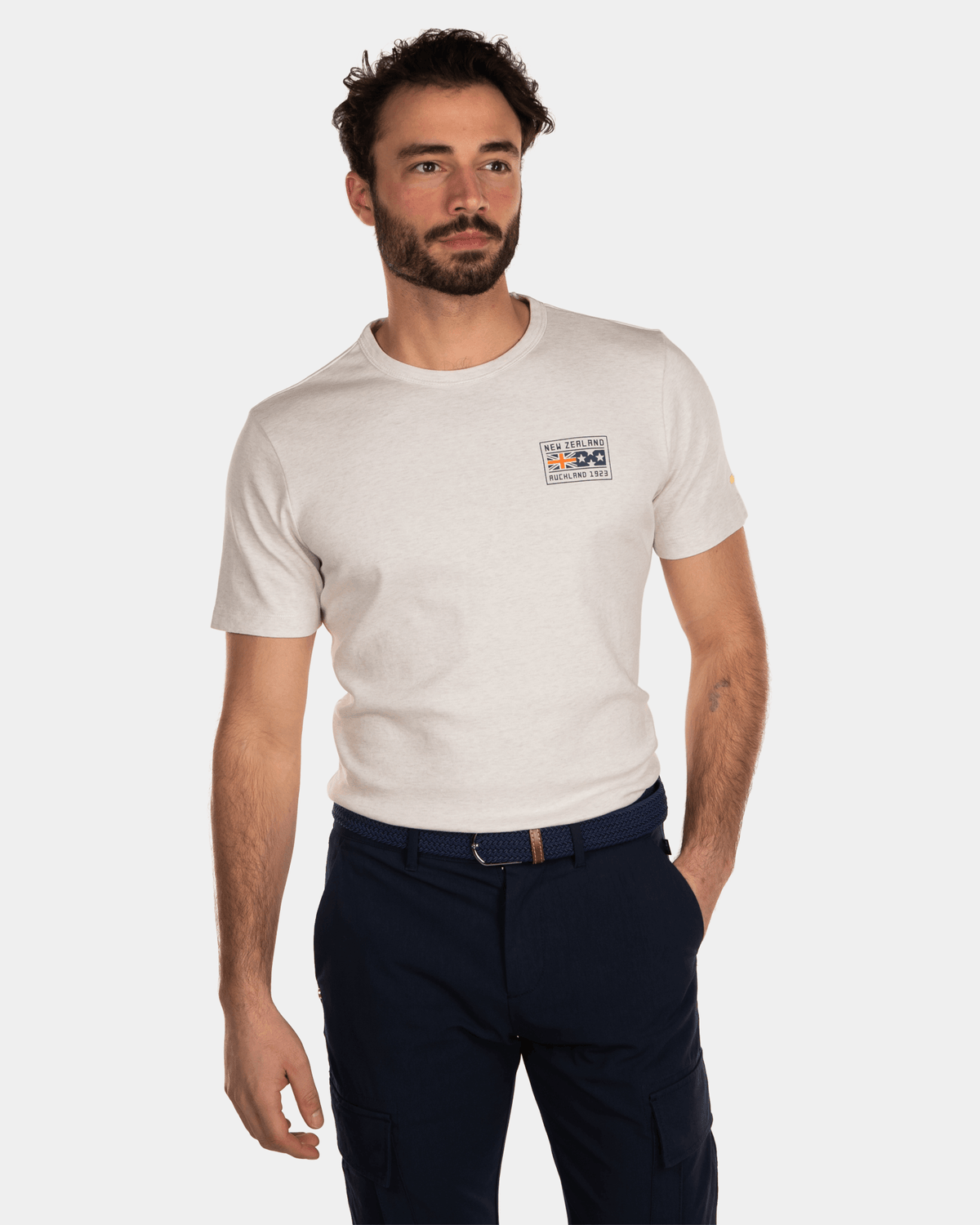 Cotton plain crew neck t-shirt - Cream
