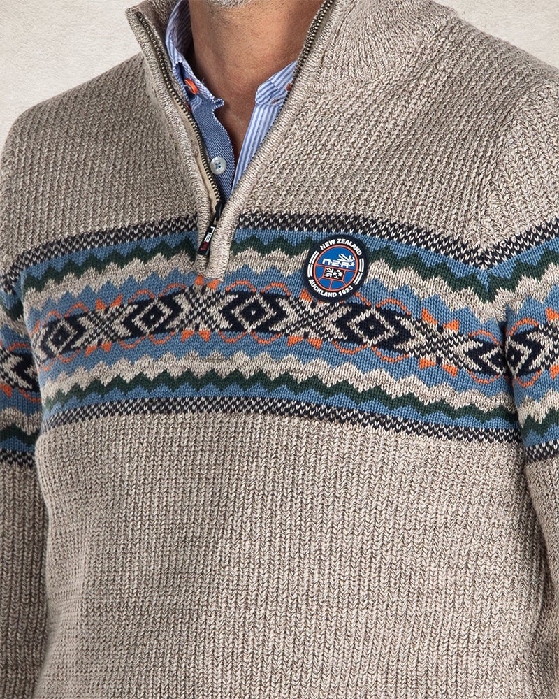 Half zip knitted pullover - Sahara Sand