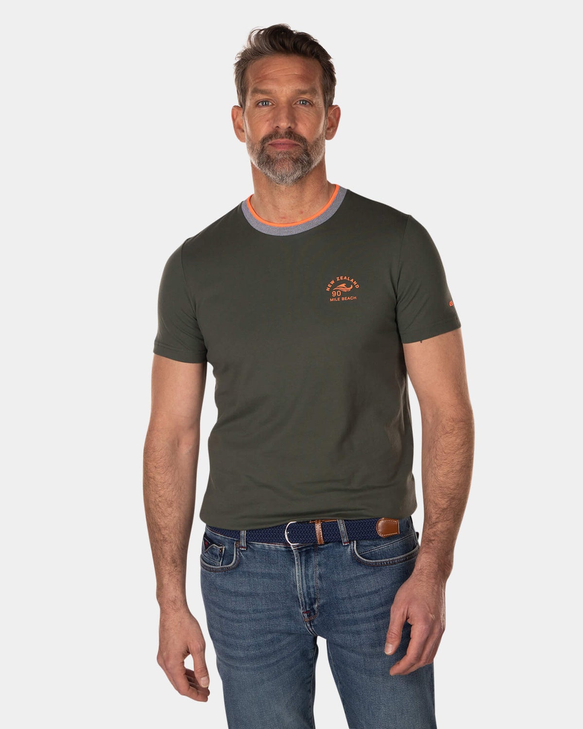 Plain cotton t-shirt with round neck - High Summer Army