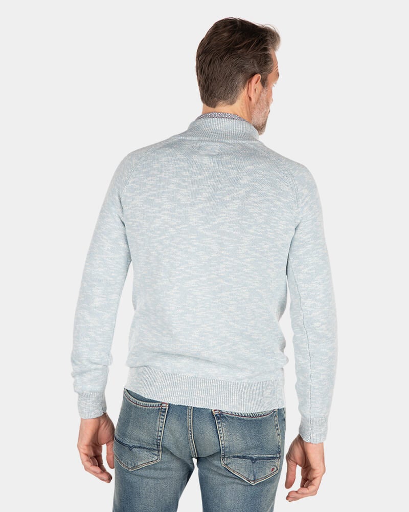 Cotton solid coloured jumper with half zip - Universal Blue