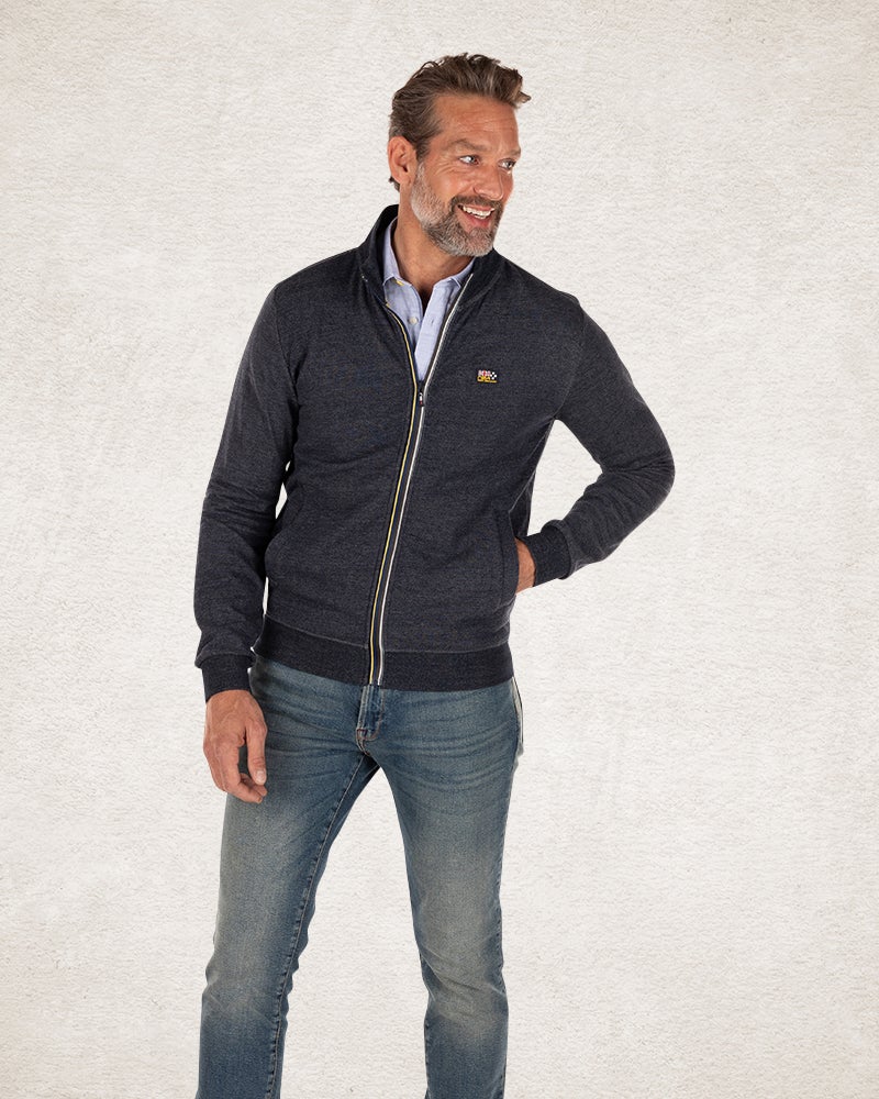 Solid coloured cotton stretch cardigan Navy
