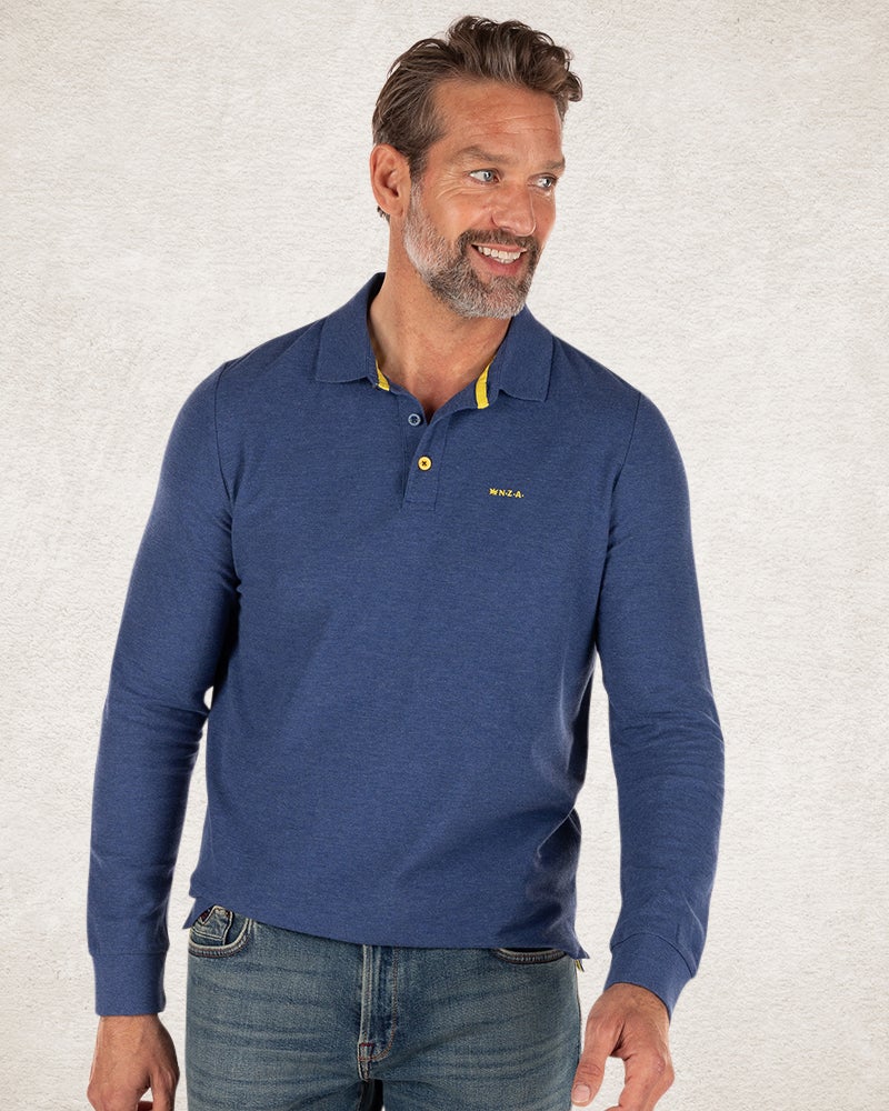 Solid coloured cotton rugby shirt Lead Blue