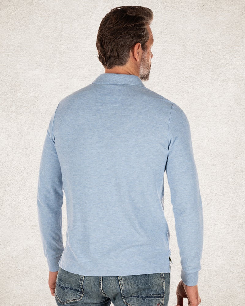 Solid coloured cotton rugby shirt Pale blue
