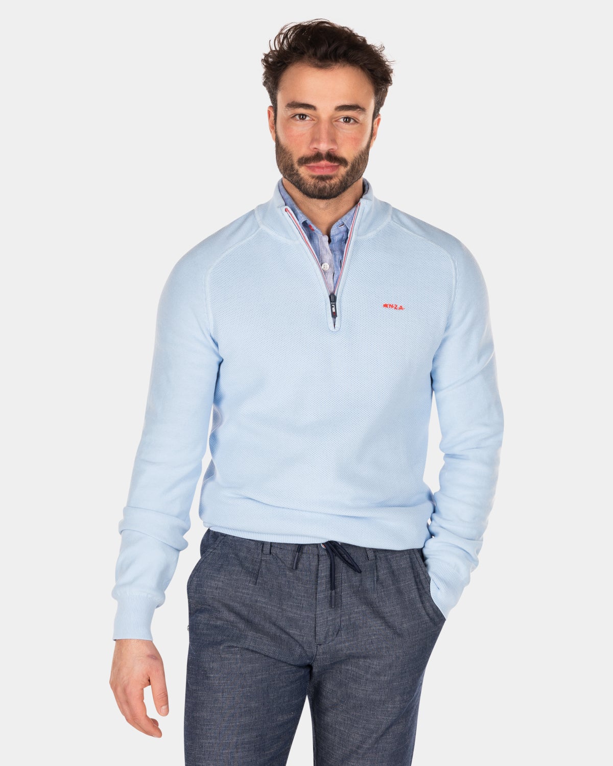 Solid coloured half zip jumper - Universal Blue