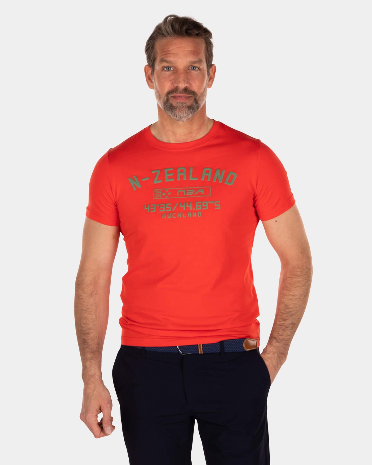 Cotton crewneck t-shirt print - Orange Red
