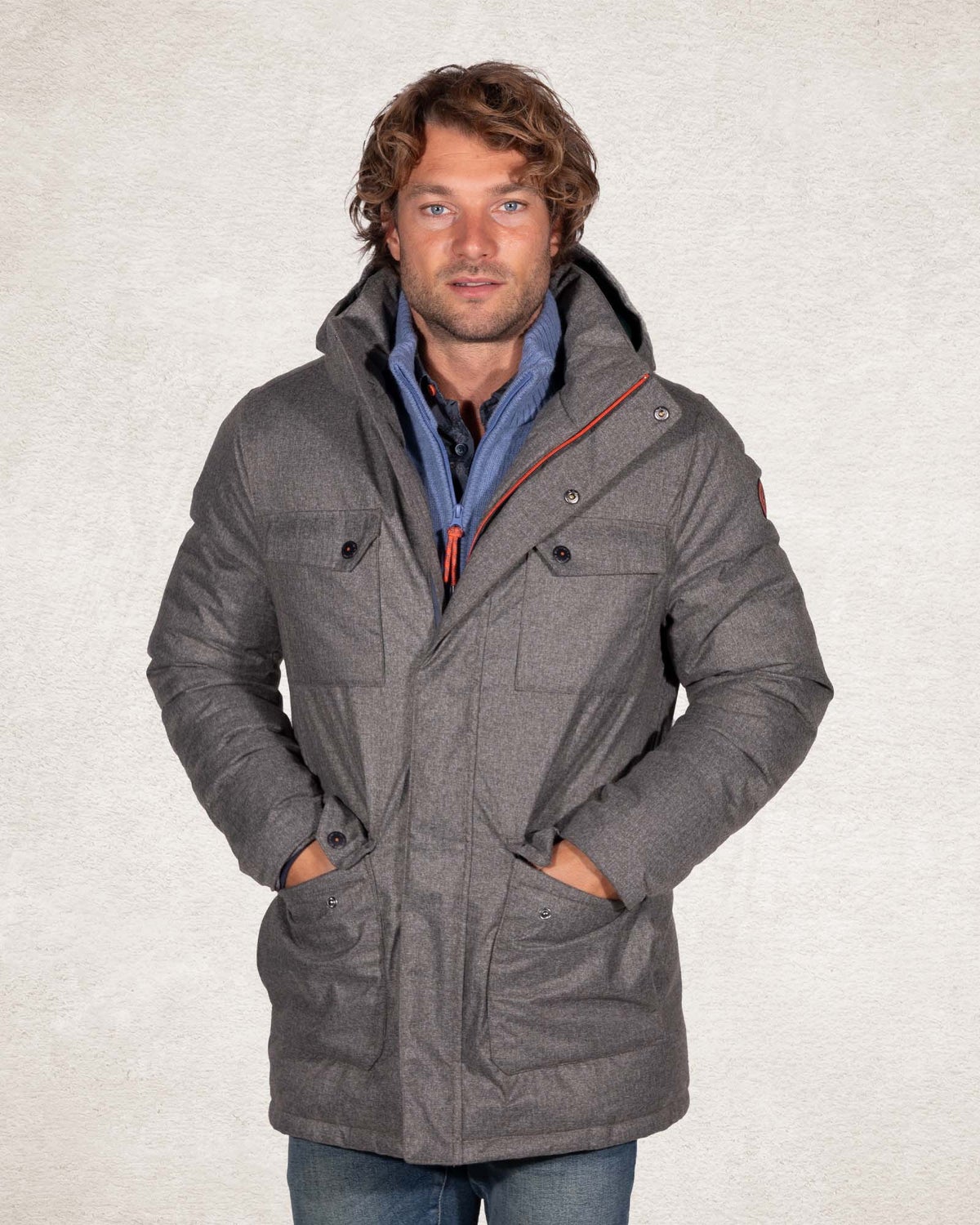 Canvas hooded parka jacket - Tar grey