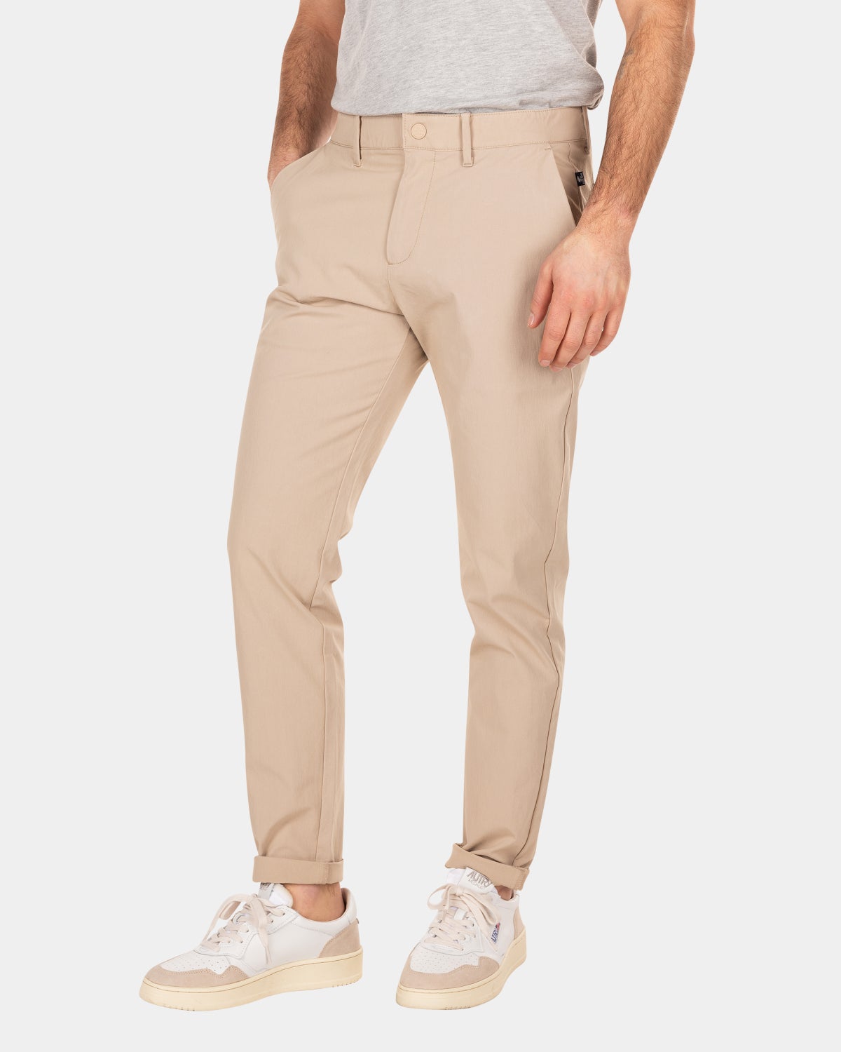 Solid coloured stretch chino - Shimmering Sand