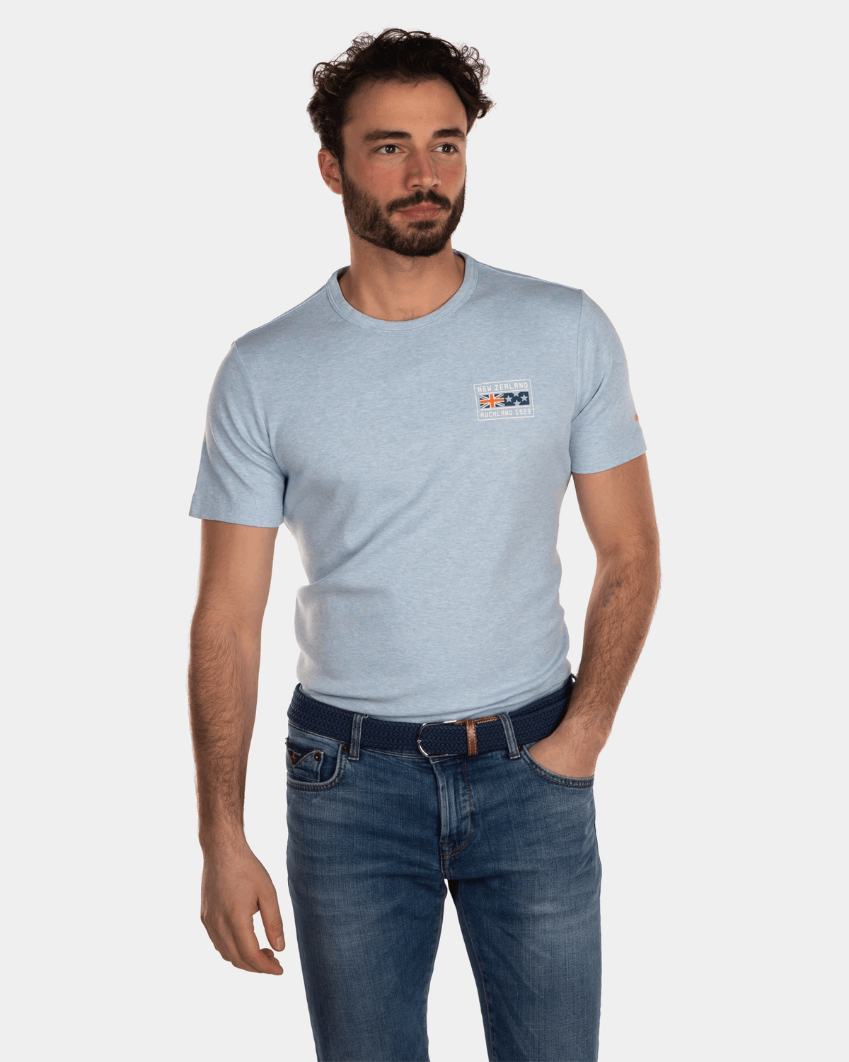 Cotton plain crew neck t-shirt - Bright Sky