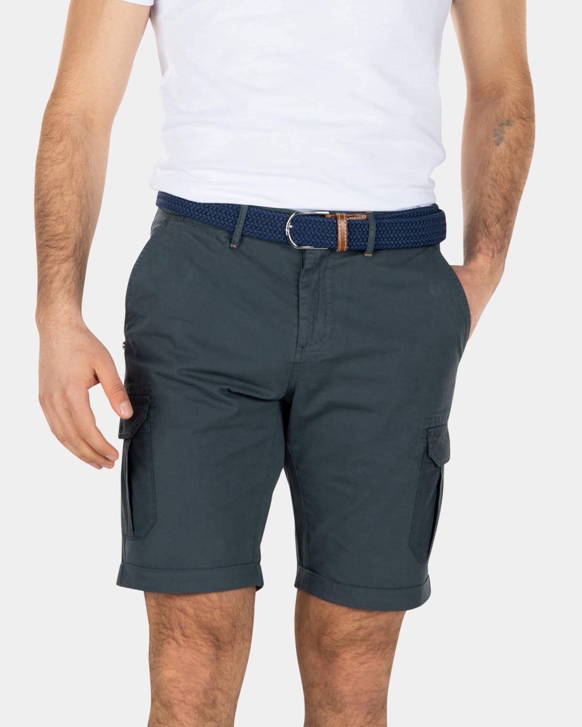 Sturdy cotton cargo shorts - Green Grey
