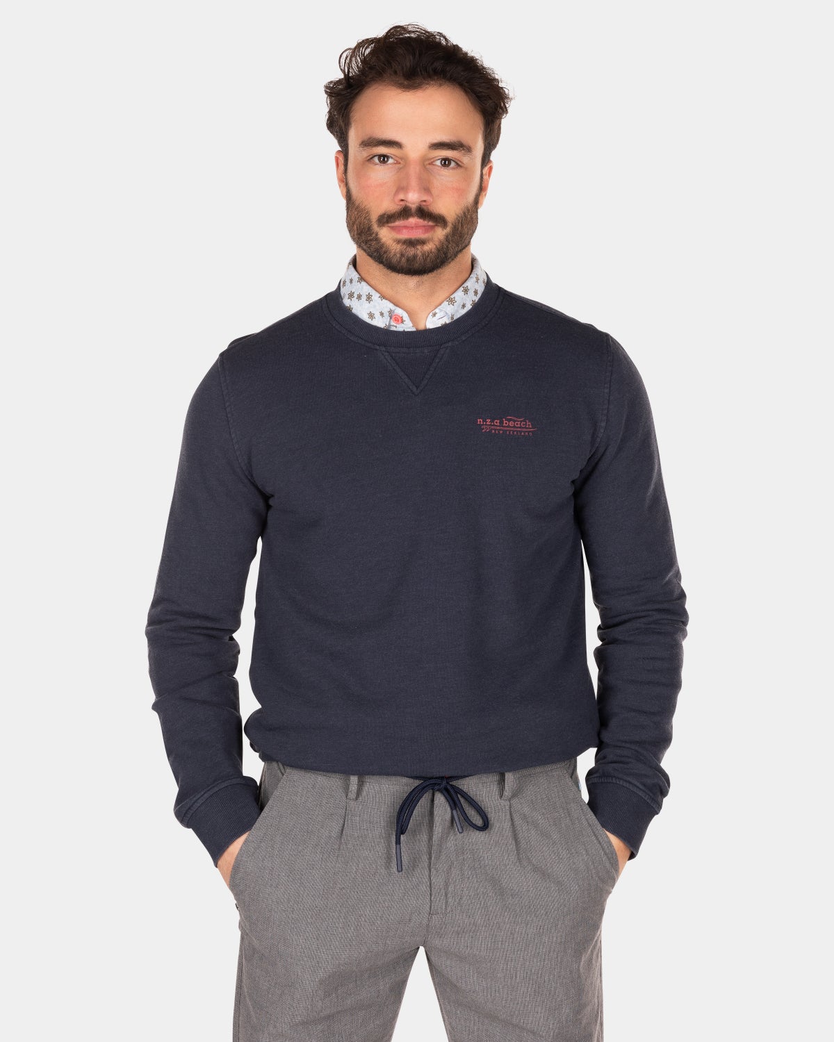 Solid coloured crew neck sweat - Traditional Navy