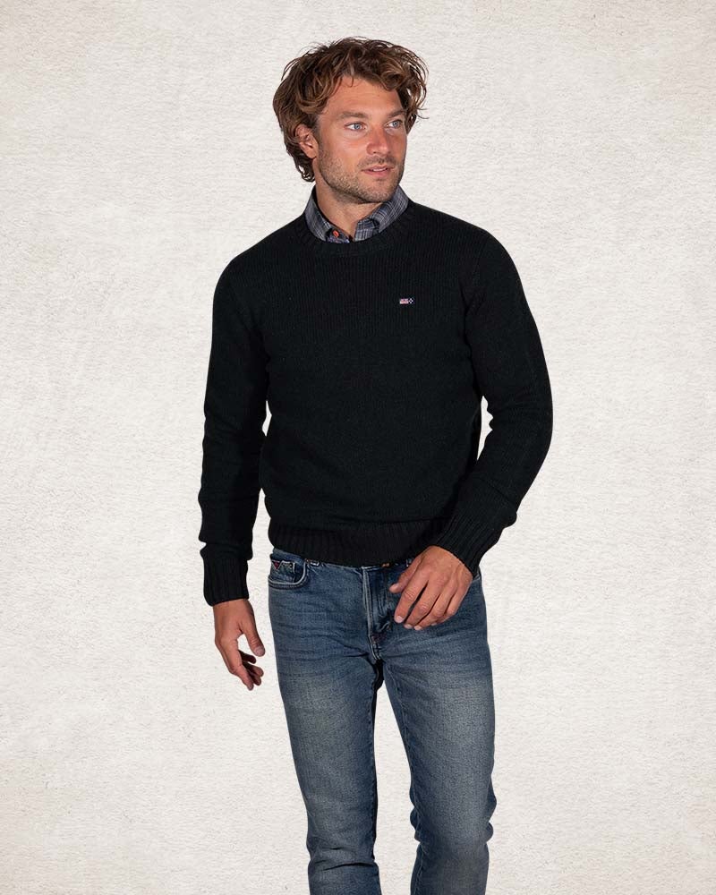Crew neck wool blend pullover - Crushing Green