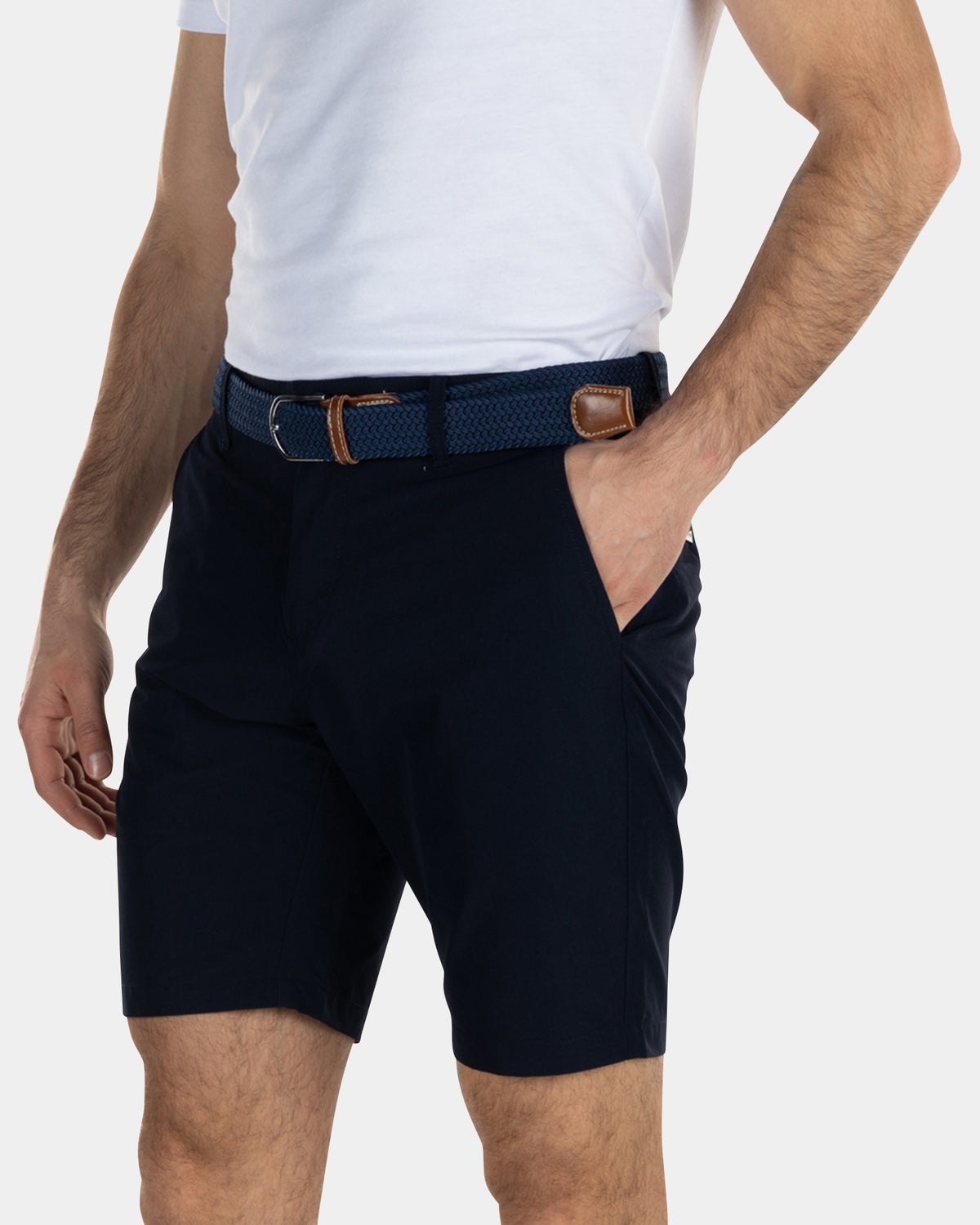 Polyester stretch chino shorts - Industrial Navy